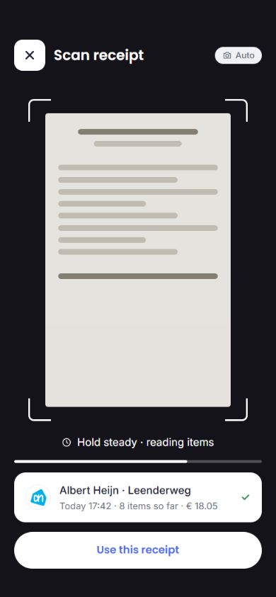 Original Pantry concept: scanning a receipt