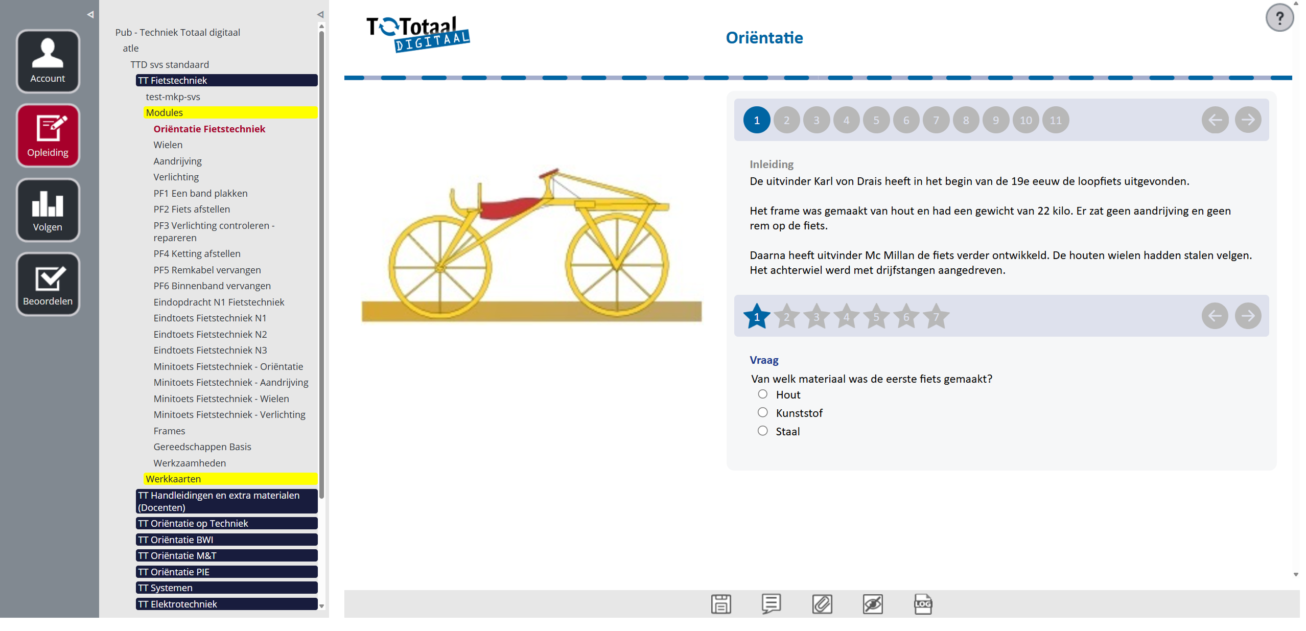 Previous interface: lesson content within the curriculum navigation tree.