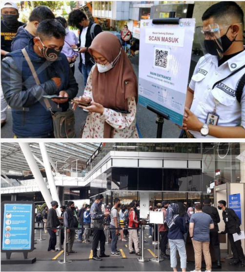 Field research photo from Indonesian mall check-in points during the COVID period